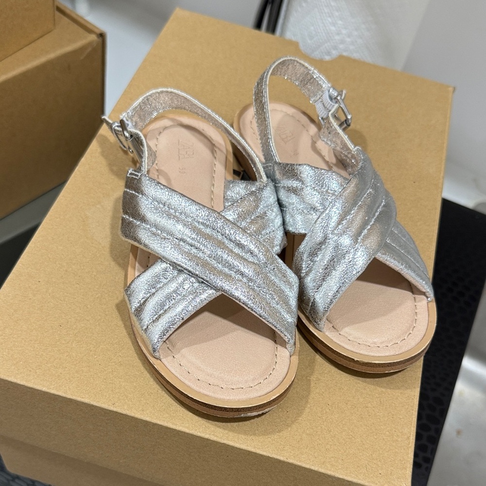 Zara Kids Silver crisscross Sandals